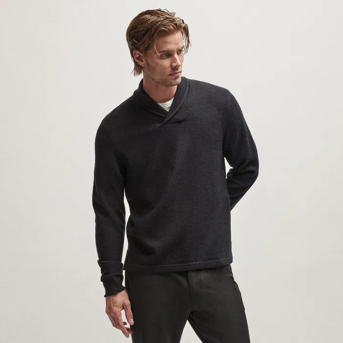 Men Sweaters James Perse Recycled Cashmere Shawl Collar Sweater Black