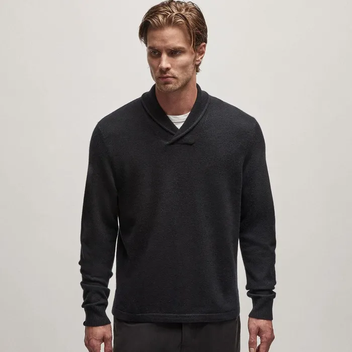 Men Sweaters James Perse Recycled Cashmere Shawl Collar Sweater Black