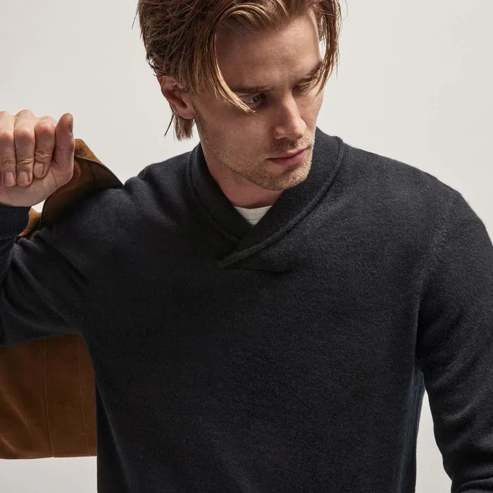 Men Sweaters James Perse Recycled Cashmere Shawl Collar Sweater Black