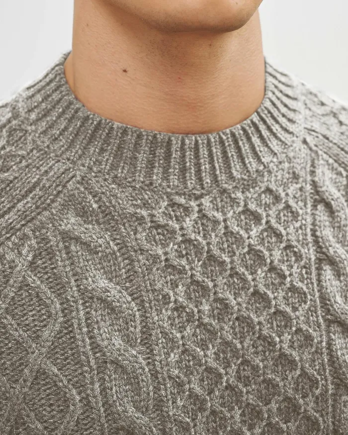 Men Sweaters Nili Lotan CARRAN SWEATER Grey Melange