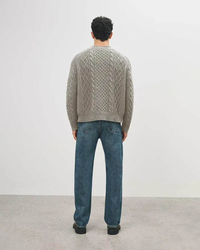 Men Sweaters Nili Lotan CARRAN SWEATER Grey Melange