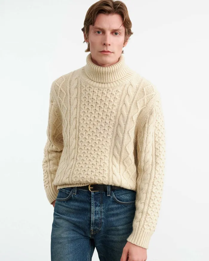 Men Sweaters Nili Lotan DEWEY TURTLENECK SWEATER Wheat