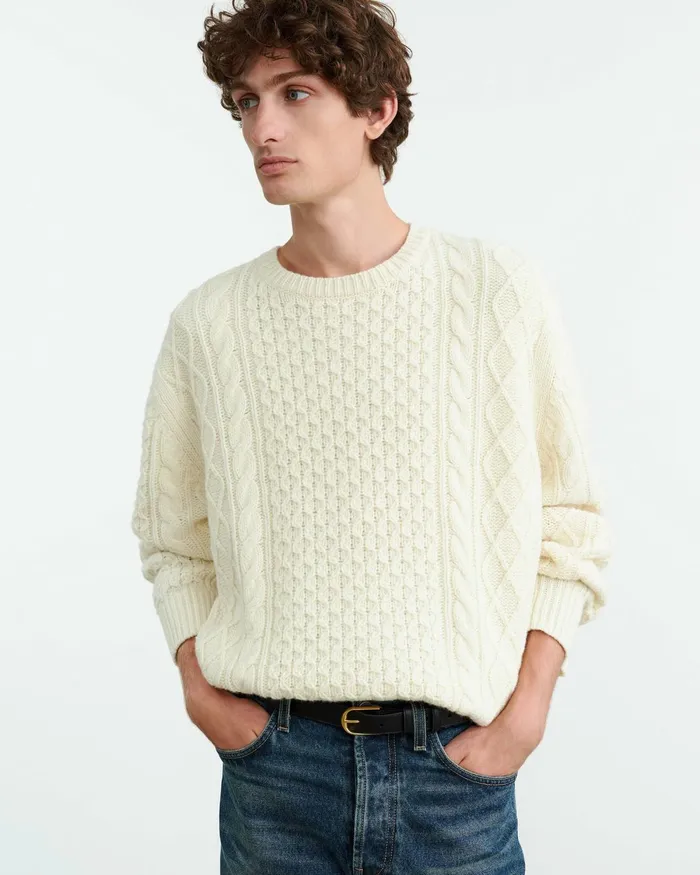 Men Sweaters Nili Lotan OWEN SWEATER Ivory