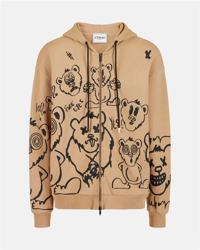 Men SWEATSHIRTS Iceberg Hooded Sweatshirt With Bear Print