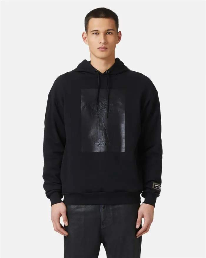 Men SWEATSHIRTS Iceberg Hooded Sweatshirt With Rubberized Print