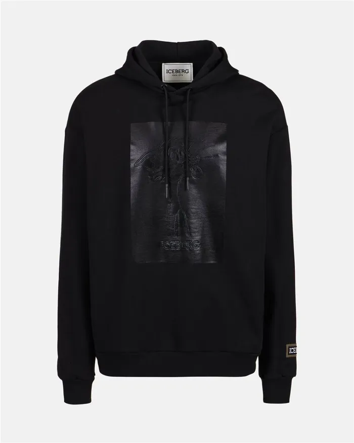 Men SWEATSHIRTS Iceberg Hooded Sweatshirt With Rubberized Print Men SWEATSHIRTS Iceberg Hooded Sweatshirt With Rubberized Print