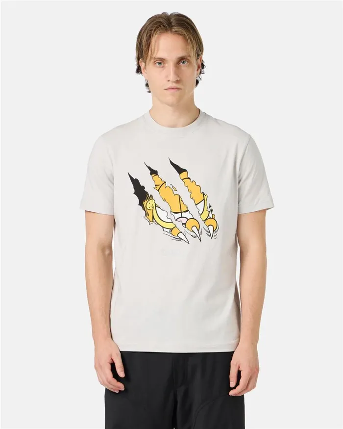 Men TSHIRTS AND POLO Iceberg Beige Cotton Jersey Tshirt With Garfield Print And Embroidered Iceberg Logo