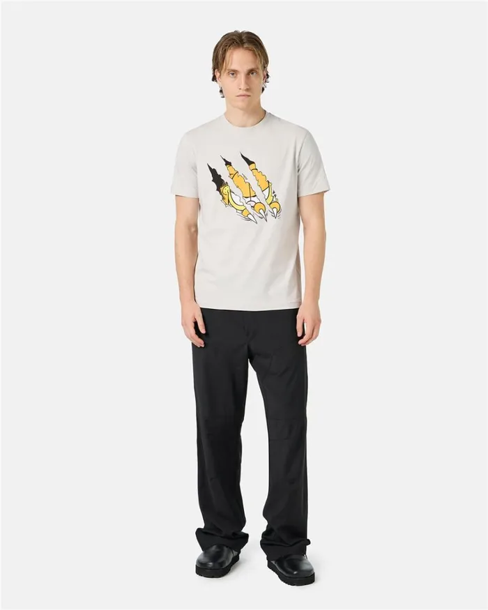 Men TSHIRTS AND POLO Iceberg Beige Cotton Jersey Tshirt With Garfield Print And Embroidered Iceberg Logo Men TSHIRTS AND POLO Iceberg Beige Cotton Jersey Tshirt With Garfield Print And Embroidered Iceberg Logo