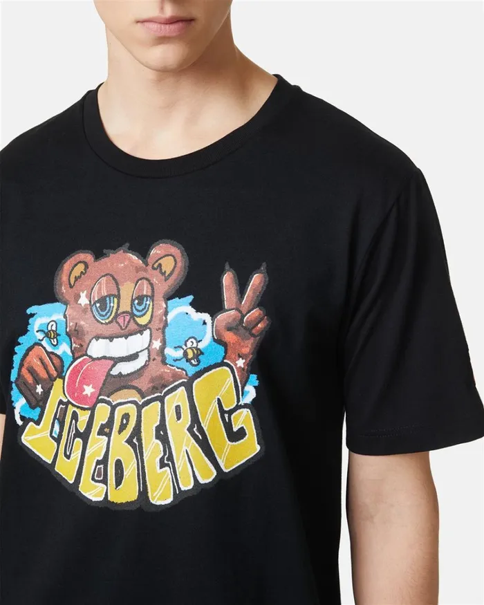 Men TSHIRTS AND POLO Iceberg Tshirt With Bear Print And VXmee Logo Men TSHIRTS AND POLO Iceberg Tshirt With Bear Print And VXmee Logo