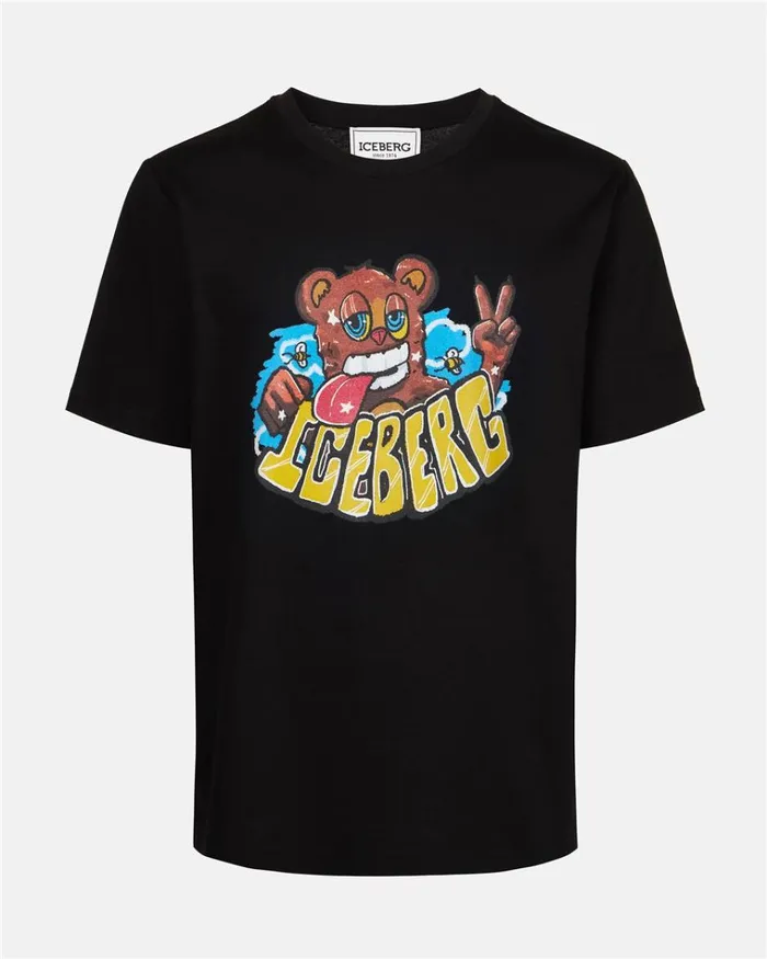 Men TSHIRTS AND POLO Iceberg Tshirt With Bear Print And VXmee Logo Men TSHIRTS AND POLO Iceberg Tshirt With Bear Print And VXmee Logo