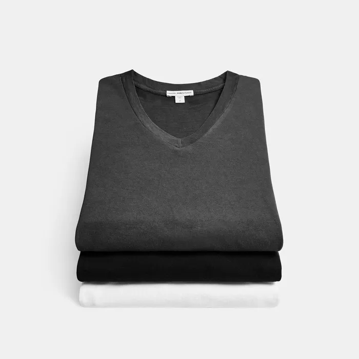 Men TShirts James Perse 3 Pack Short Sleeve V Neck Blackwhitecarbon Pigment