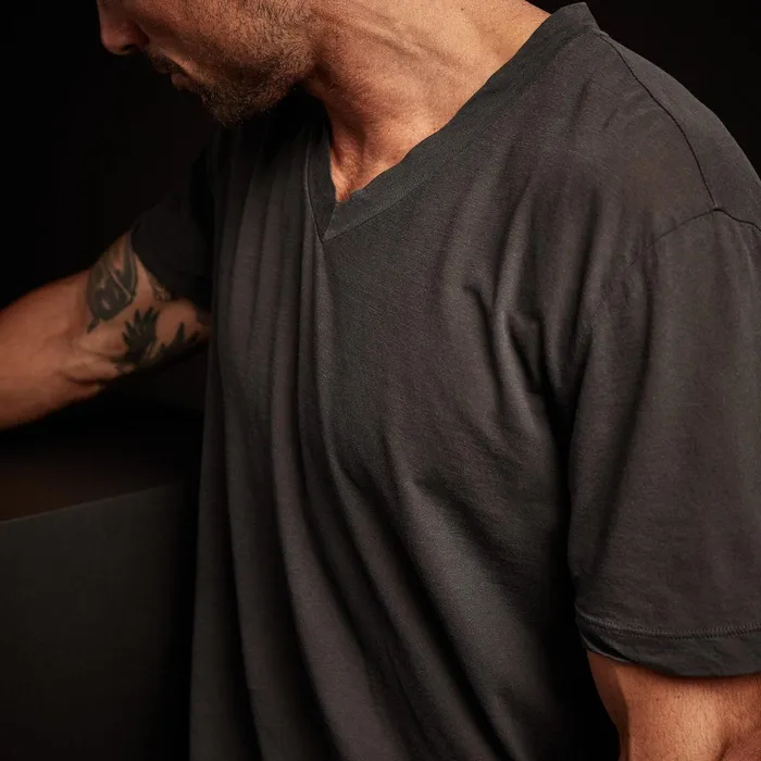 Men TShirts James Perse 3 Pack Short Sleeve V Neck Blackwhitecarbon Pigment