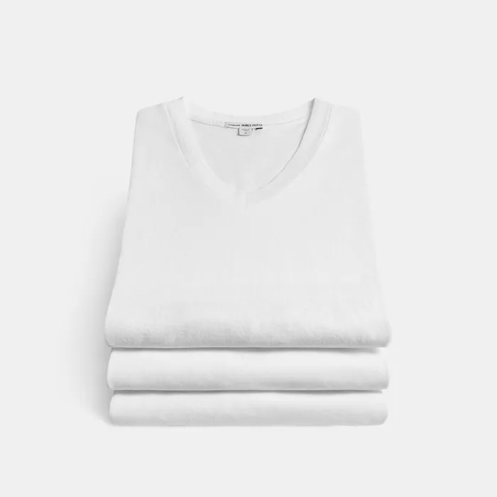 Men TShirts James Perse 3 Pack Short Sleeve V Neck White