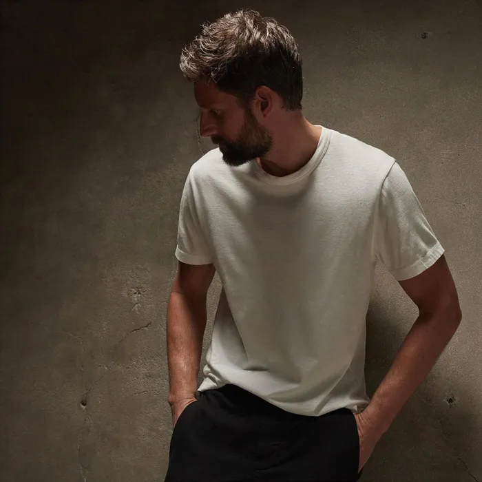 Men TShirts James Perse Brushed Lotus Crew White