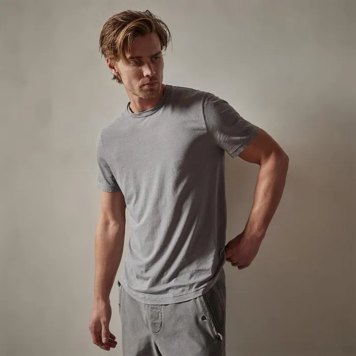 Men TShirts James Perse Clear Jersey Crew Silver Grey Pigment