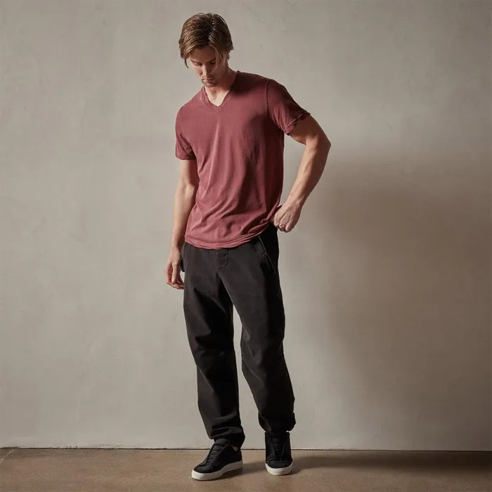 Men TShirts James Perse Clear Jersey V Neck Claret Pigment