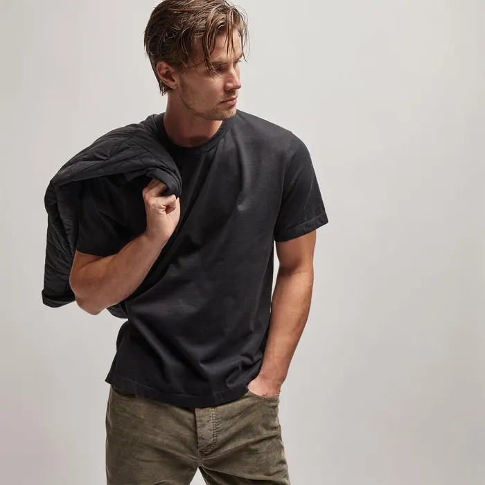 Men TShirts James Perse Heavy Luxe Jersey Crew Black