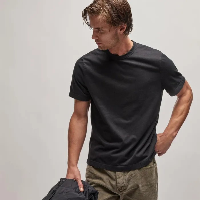 Men TShirts James Perse Heavy Luxe Jersey Crew Black