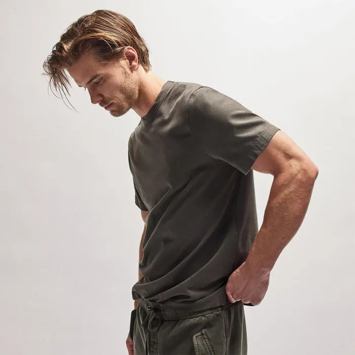 Men TShirts James Perse Heavy Luxe Jersey Crew Dark Olive