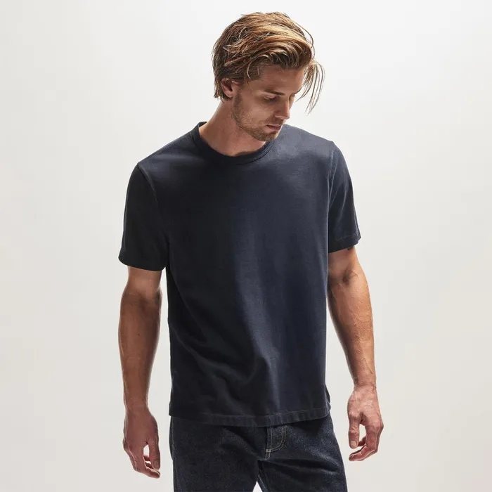 Men TShirts James Perse Heavy Luxe Jersey Crew French Navy
