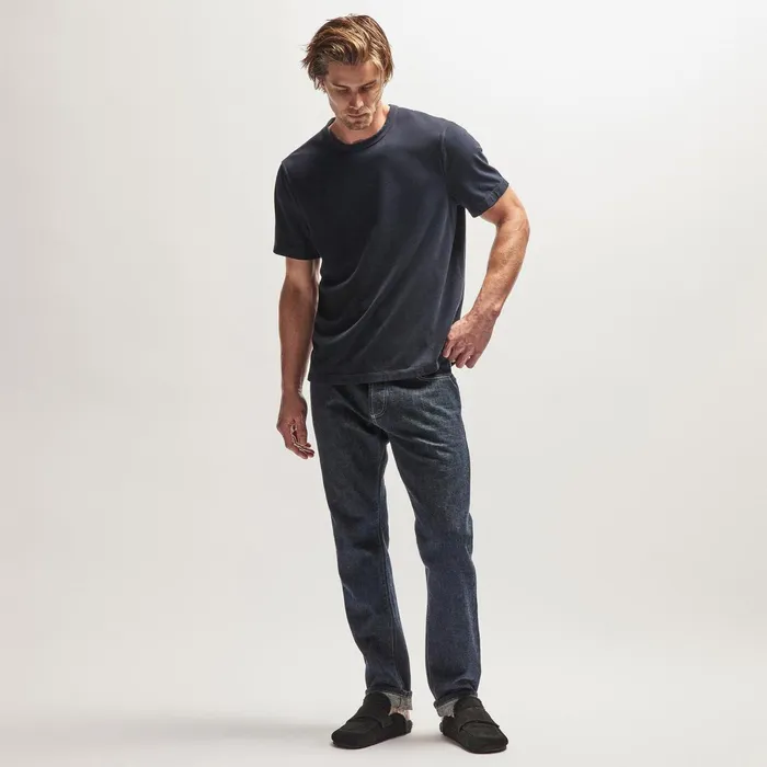 Men TShirts James Perse Heavy Luxe Jersey Crew French Navy