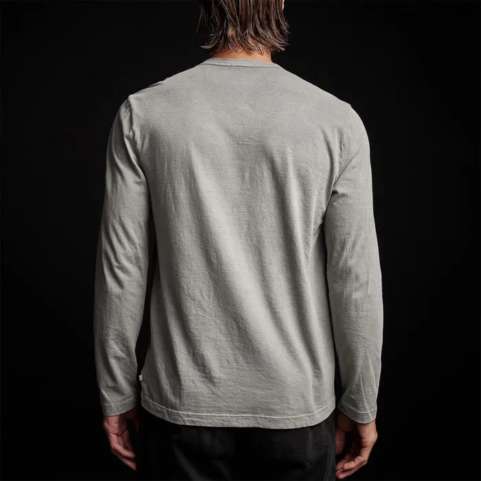 Men TShirts James Perse Long Sleeve Crew Neck Concrete Pigment