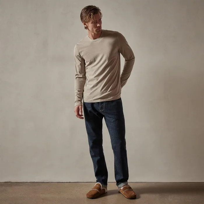 Men TShirts James Perse Long Sleeve Crew Neck Toast Pigment