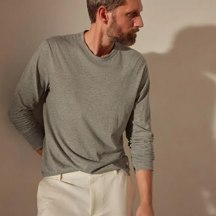 Men TShirts James Perse Luxe Lotus Jersey Crew Heather Grey