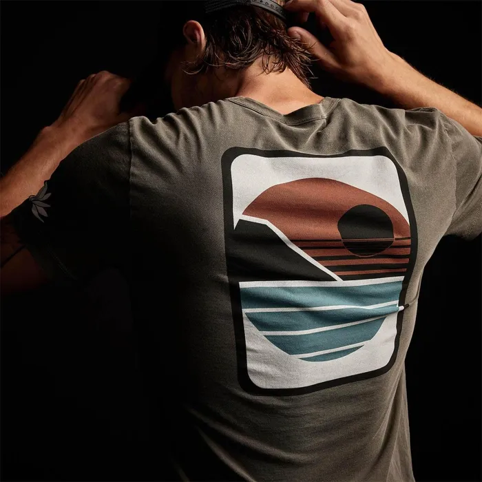 Men TShirts James Perse Malibu Shoreline Graphic Crew Platoon Pigment
