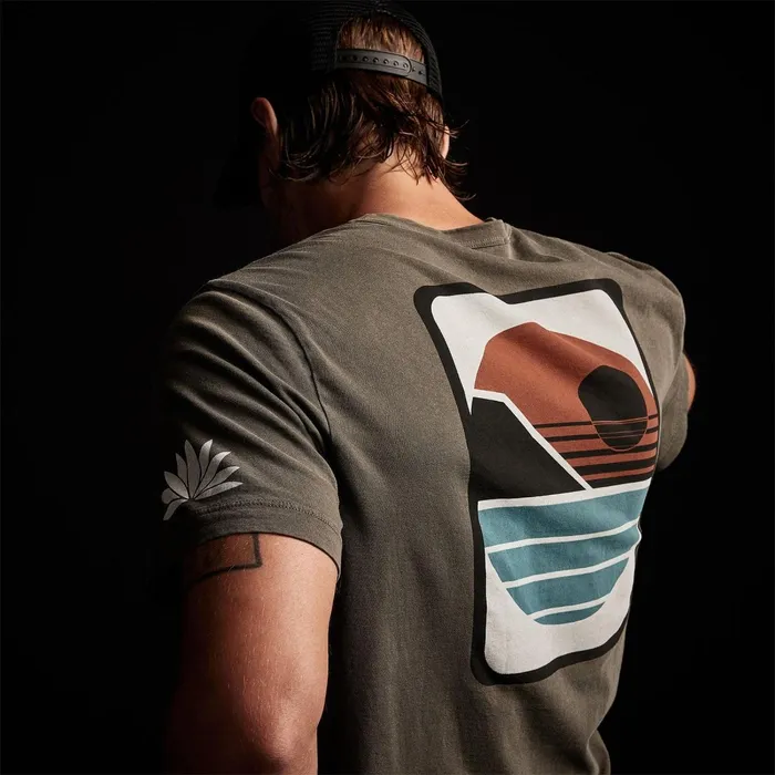 Men TShirts James Perse Malibu Shoreline Graphic Crew Platoon Pigment