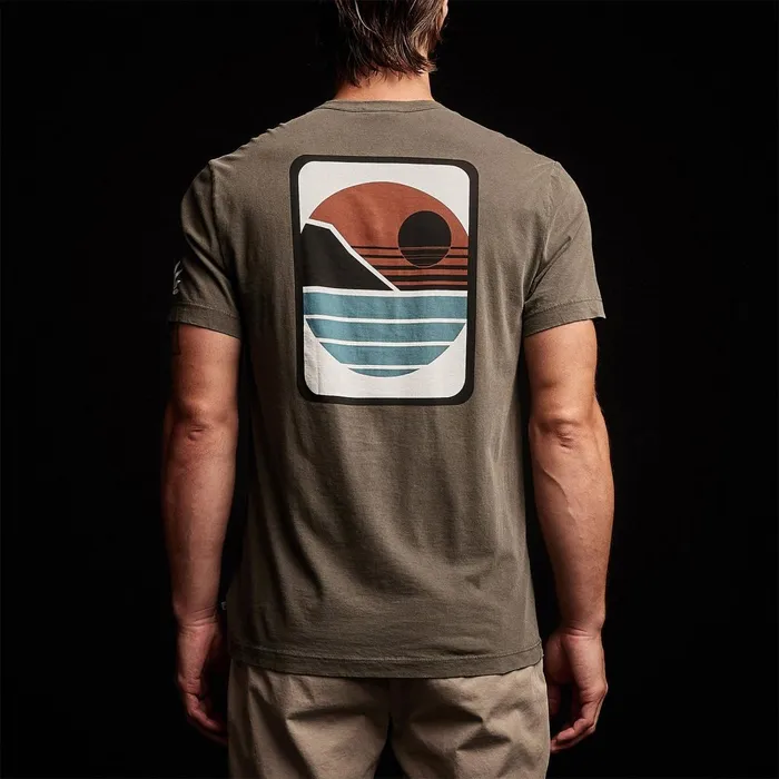 Men TShirts James Perse Malibu Shoreline Graphic Crew Platoon Pigment