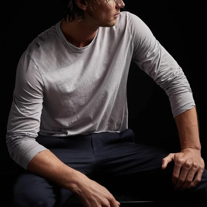 Men TShirts James Perse Shirttail Hem Crew Arctic Pigment