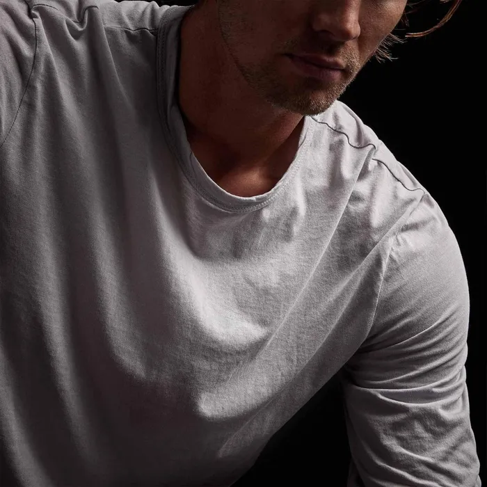 Men TShirts James Perse Shirttail Hem Crew Arctic Pigment