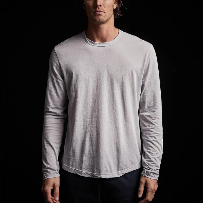 Men TShirts James Perse Shirttail Hem Crew Arctic Pigment