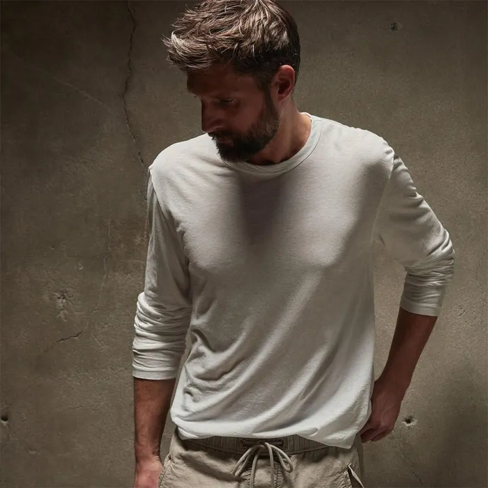 Men TShirts James Perse Shirttail Hem Crew White