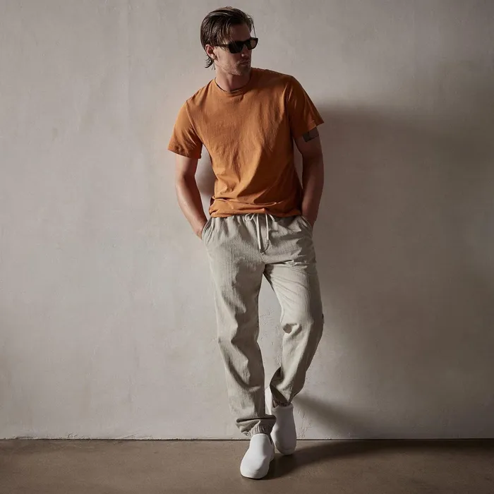 Men TShirts James Perse Short Sleeve Crew Neck Citrine Pigment