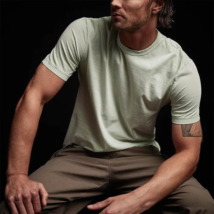 Men TShirts James Perse Short Sleeve Crew Neck Ice Mint Pigment