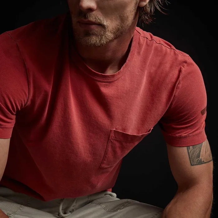 Men TShirts James Perse Short Sleeve Graphic Crew Neck Brick Pigment