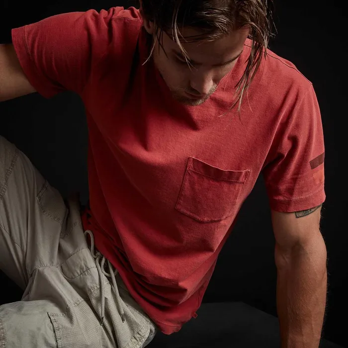 Men TShirts James Perse Short Sleeve Graphic Crew Neck Brick Pigment