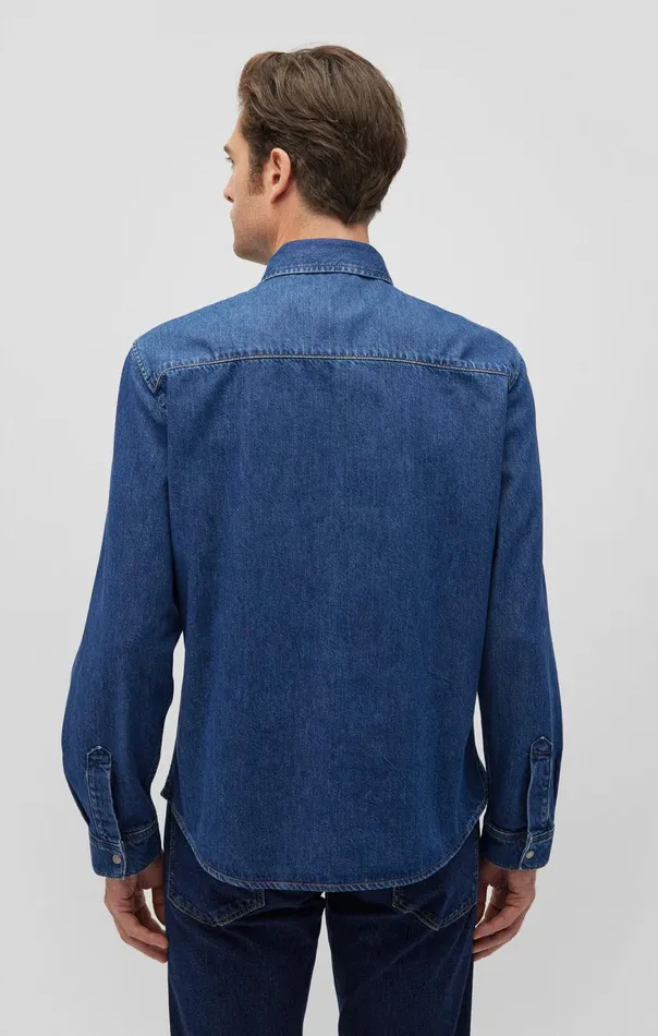Men Ted Denim Shirt In Dark Brushed Denim Mavi Jeans Shirts Men Ted Denim Shirt In Dark Brushed Denim Mavi Jeans Shirts