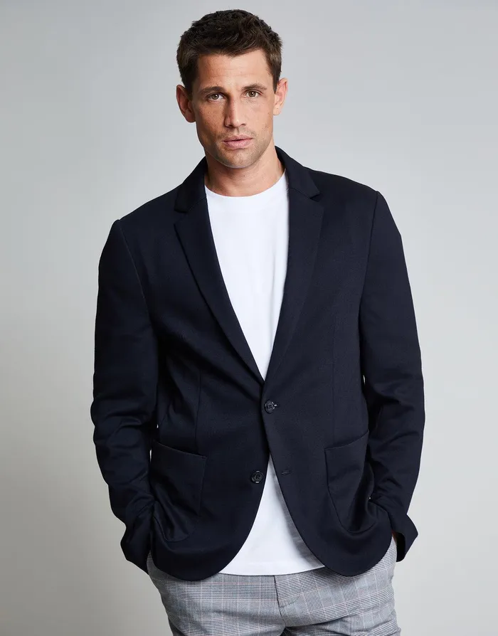 Men Threadbare Luxe Black Jersey Blazer Black Threadbare Jacket and Coats
