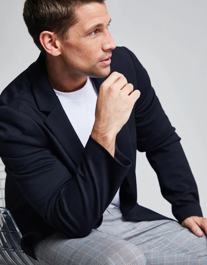 Men Threadbare Luxe Black Jersey Blazer Black Threadbare Jacket and Coats Men Threadbare Luxe Black Jersey Blazer Black Threadbare Jacket and Coats