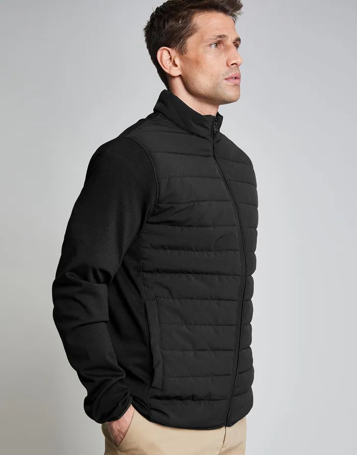 Men Threadbare Luxe Black Quilted Hybrid Funnel Neck Jacket Black Threadbare Jacket and Coats Men Threadbare Luxe Black Quilted Hybrid Funnel Neck Jacket Black Threadbare Jacket and Coats