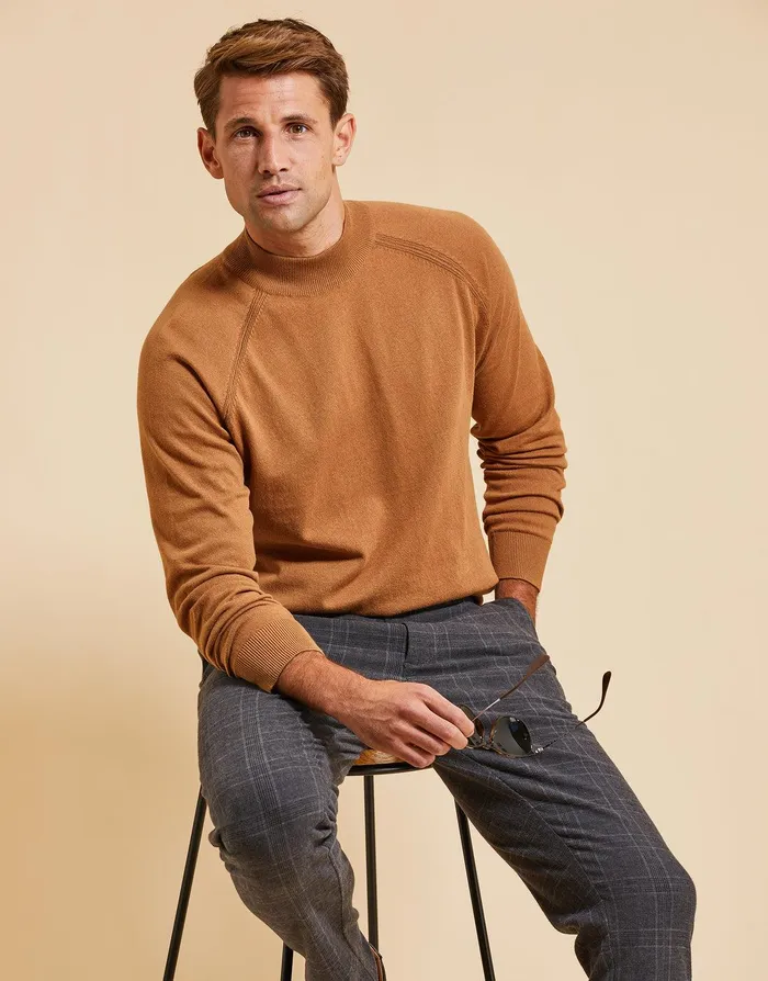 Men Threadbare Luxe Camel Turtleneck Jumper Camel Threadbare Knitwear