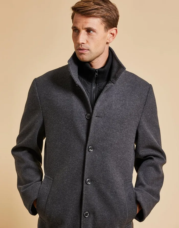 Men Threadbare Luxe Charcoal Funnel Neck Mock Layer Coat Charcoal Threadbare Jacket and Coats Men Threadbare Luxe Charcoal Funnel Neck Mock Layer Coat Charcoal Threadbare Jacket and Coats
