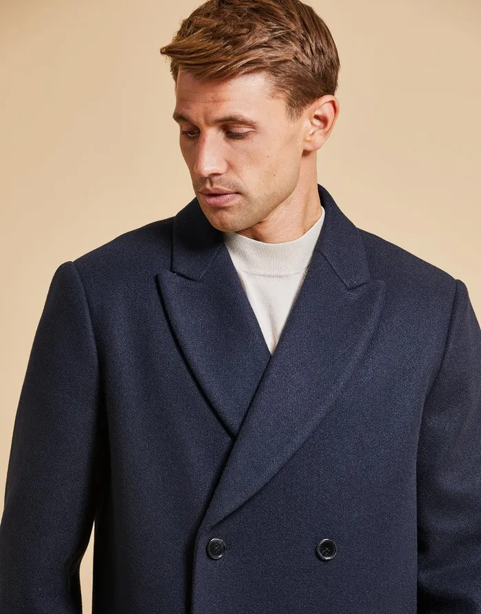 Men Threadbare Luxe Navy Double Breasted Tailored Coat Navy Threadbare Jacket and Coats Men Threadbare Luxe Navy Double Breasted Tailored Coat Navy Threadbare Jacket and Coats