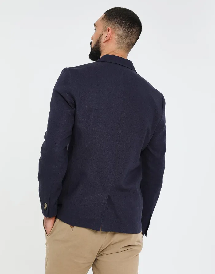 Men Threadbare Luxe Navy Linen Blend Blazer Navy Threadbare Jacket and Coats Men Threadbare Luxe Navy Linen Blend Blazer Navy Threadbare Jacket and Coats