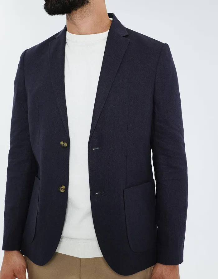 Men Threadbare Luxe Navy Linen Blend Blazer Navy Threadbare Jacket and Coats Men Threadbare Luxe Navy Linen Blend Blazer Navy Threadbare Jacket and Coats
