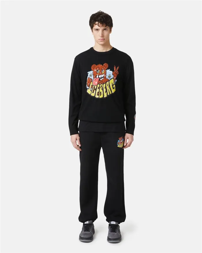 Men TROUSERS Iceberg Black Fleece Joggers Men TROUSERS Iceberg Black Fleece Joggers