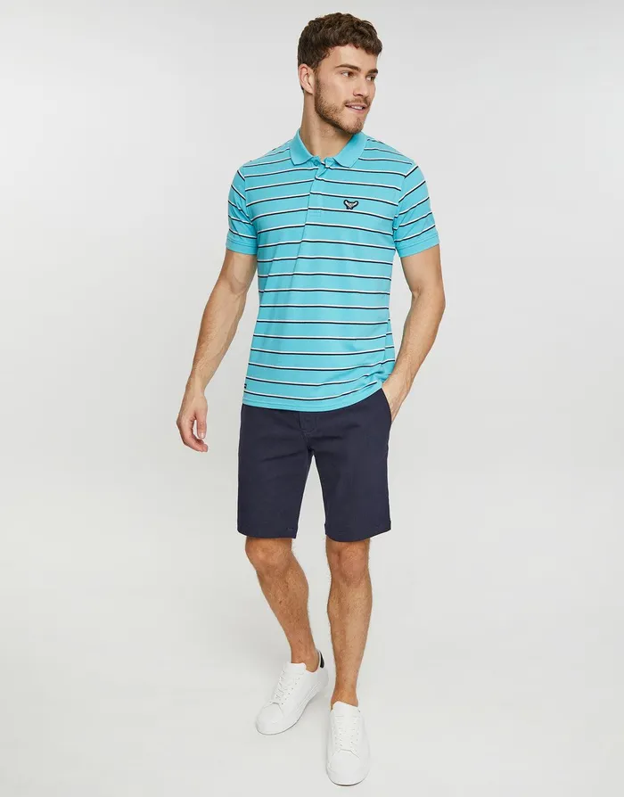 Men Turquoise Stripe Rib Collar Polo Shirt Turquoise Threadbare Polo Shirts Men Turquoise Stripe Rib Collar Polo Shirt Turquoise Threadbare Polo Shirts